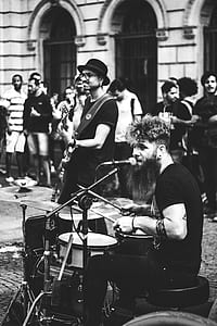 black-and-white, people, street, men thumbnail