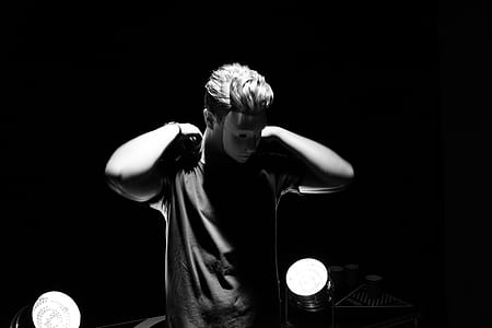 black-and-white, man, person, lights thumbnail