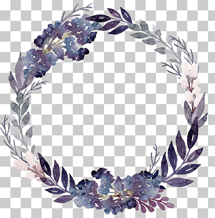 Flower Wreath Leaf Purple, Purple flowers foliage garland, purple and white floral wreath PNG clipart