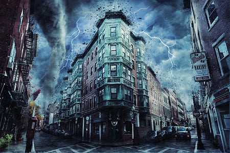 blue and brown concrete building with lighting strike thumbnail