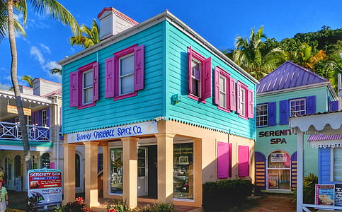 teal, pink, and beige house thumbnail