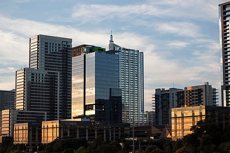 architectural photo of high-rise glass buildings thumbnail