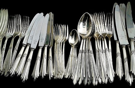 gray stainless steel cutlery set thumbnail