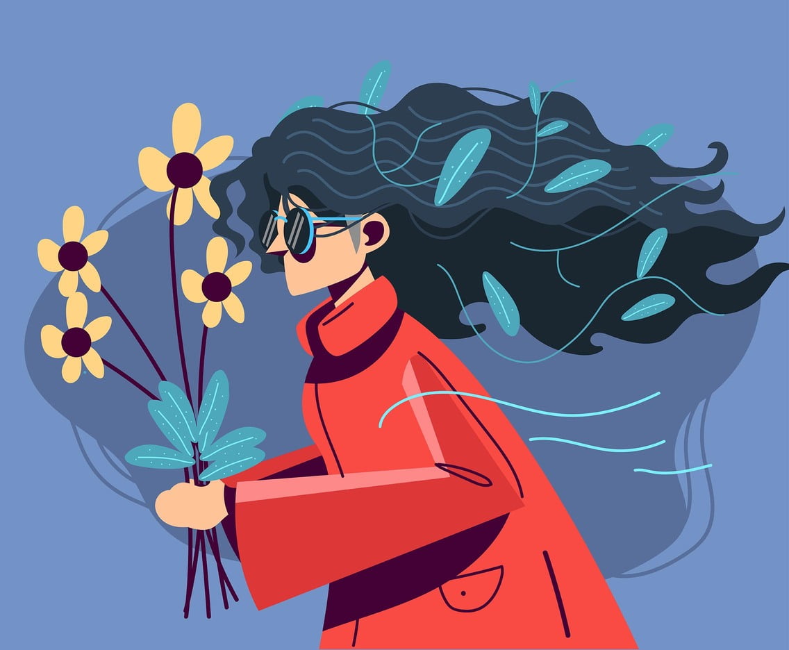 Girl With Wavy Hair And Glasses Ai Svg File Free Graphics Uihere