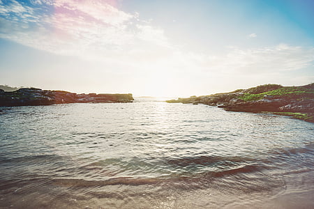 time lapse photograph of body of water between lands thumbnail