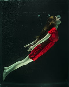 photo of woman in red dress under water thumbnail