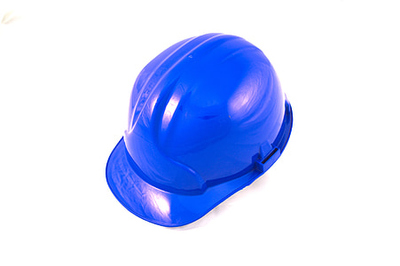 blue hard hat on white background thumbnail