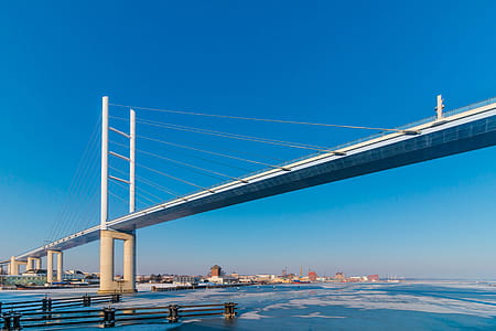White Metal Bridge Under the Blue Sky thumbnail