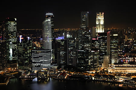 aerial photography of lighted city buildings thumbnail