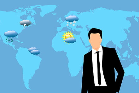 Illustration of weather forecaster - meteorologist on the job. thumbnail