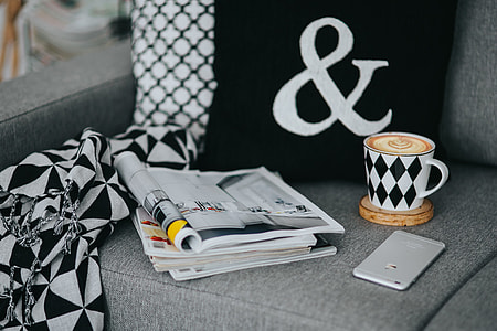 Resting with magazines and cup of coffee thumbnail