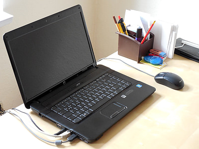 black screen laptop computer on table thumbnail