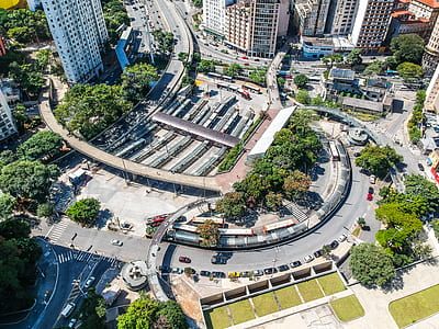 aerial view of trees and buildings thumbnail
