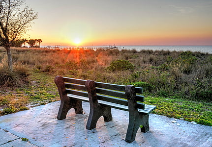brown wooden bench thumbnail
