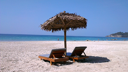 brown nipa patio umbrella thumbnail