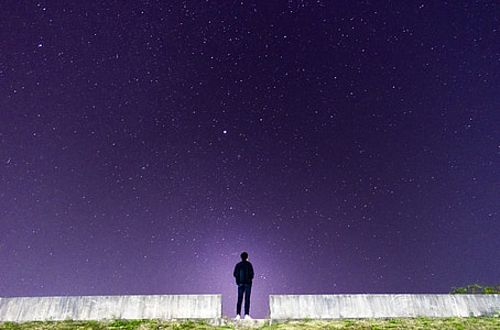 man standing under starry sky thumbnail