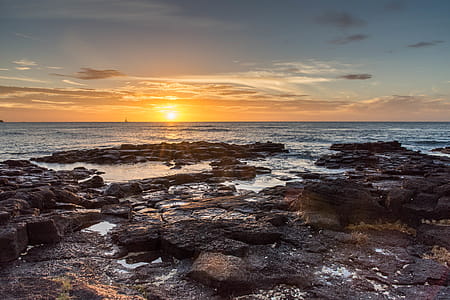 Sea Under White Clouds during Golden Hour thumbnail