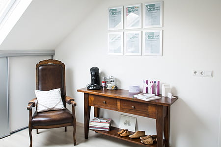 brown wooden table and chair thumbnail