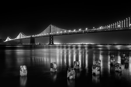 grayscale photo of San Francisco bridge thumbnail