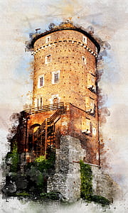 brown lighthouse painting thumbnail