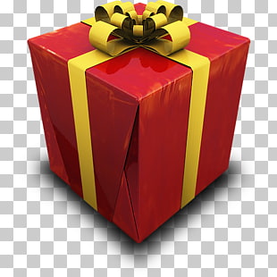 Box table gift, Present, red and yellow gift box in close-up photography PNG clipart