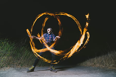 steel wool photography of person standing thumbnail