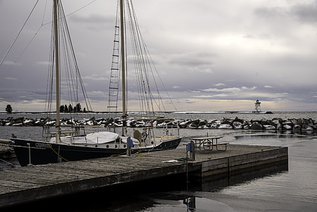 Lake Superior Landscape and Ship Docks in Grand Marais, Minnesota thumbnail