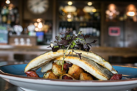grilled salmon with vegetable garnish thumbnail