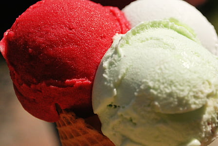 vanilla and cherry ice cream on cone thumbnail