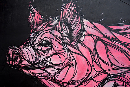 black and pink pig illustration thumbnail