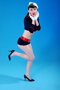 woman wearing blue and red sailor costume thumbnail