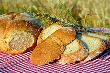 baked bread on red textile thumbnail