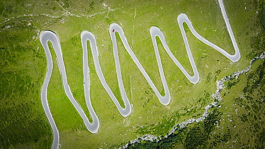 aerial view of zigzag river thumbnail