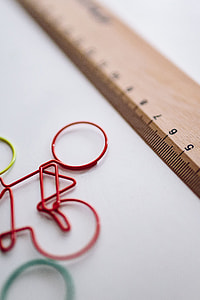 Bicycle paper clips and a wooden ruler thumbnail