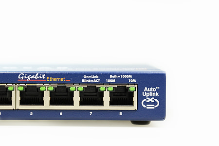 close up photo of blue Auto Uplink Gigabit ethernet switch hub thumbnail