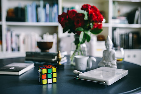 Lovely workplace with red roses thumbnail