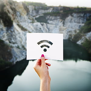 woman showing wifi logo thumbnail