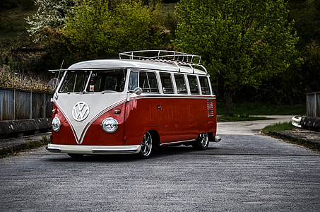 white and red Volkswagen Kombi thumbnail