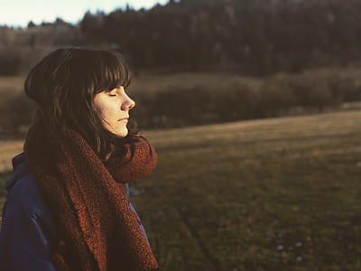 woman in red scarf thumbnail