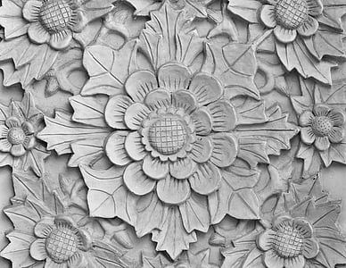 grey concrete floral sculpted surface closeup photography thumbnail