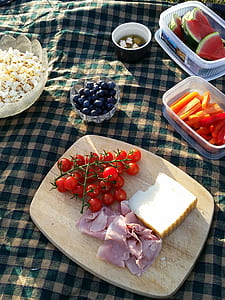 meat, ham, and bunch cherry tomatoes thumbnail