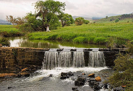 water flowing downstream with green grass along side thumbnail