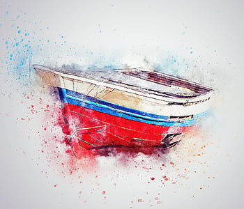 close up photo of blue and red boat artwork thumbnail