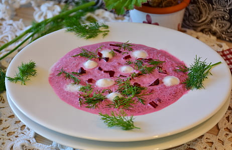 strawberry soup with white ceramic plate thumbnail