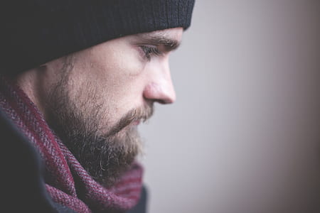 men's black knit cap thumbnail