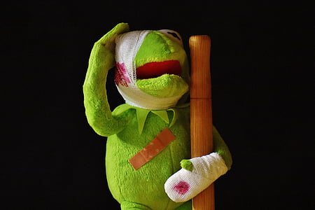 Kermit the Frog with gauze holding brown pole thumbnail