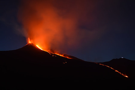 time lapse photography of volcano eruption thumbnail