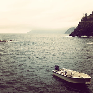 aerial photo of white boat on body of water thumbnail