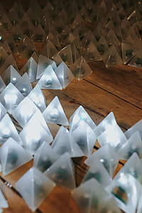Little triangle lights on a wooden floor thumbnail