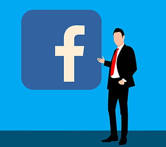 Illustration of man in business suit with social media marketing icon. thumbnail